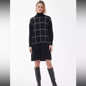 Barbour Womens Small Black White Plaid Wool Blend‎ Marsha Knit Dress NWT